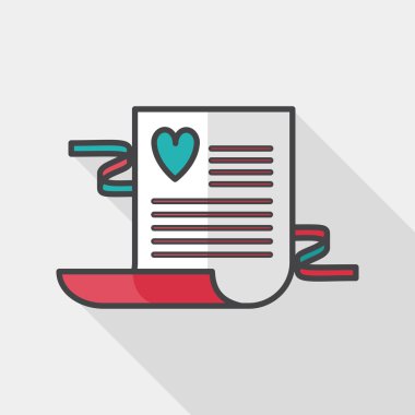 düğün davetiyesi düz simgesi ile uzun gölge, eps10