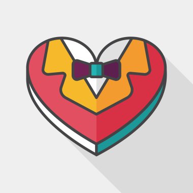 Düğün damat takım elbise uzun sha ile çerezleri düz simgesi kutu şeklinde