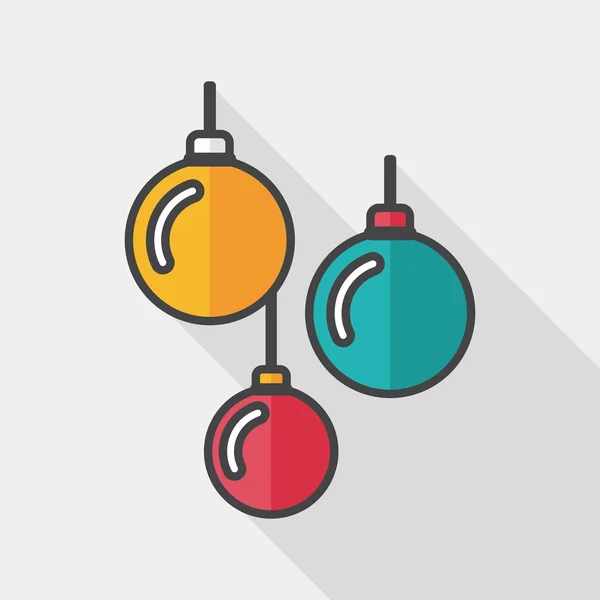 Kerstmis bal platte pictogram met lange schaduw, eps10 — Stockvector