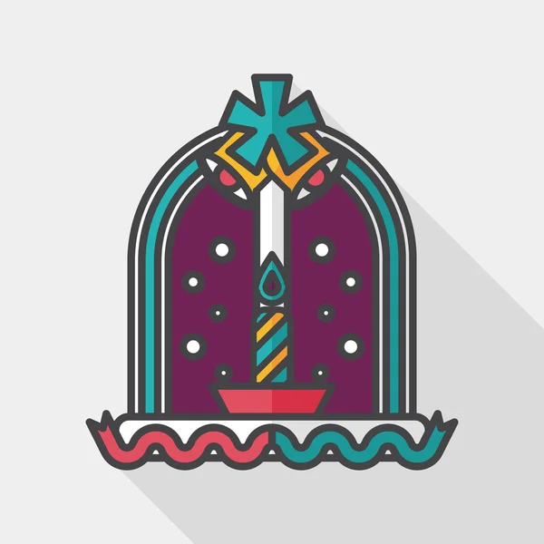 Vela de Navidad icono plano con sombra larga, eps10 — Vector de stock