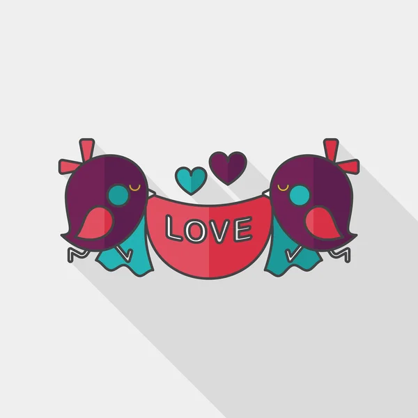 Icône plate oiseau de mariage avec ombre longue, eps10 — Image vectorielle