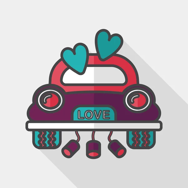 Icono plano de coche de boda con sombra larga, eps10 — Vector de stock