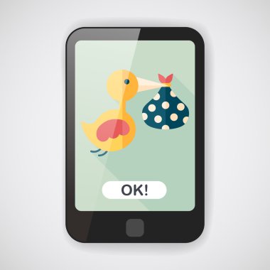 kuş ve bebek düz simgesi ile uzun gölge, eps10