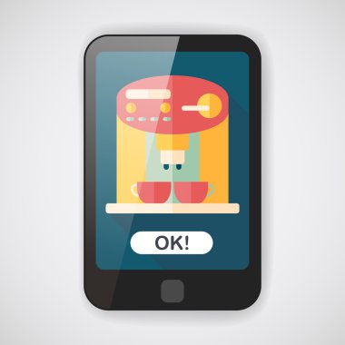 Kahve makinesi düz simgesi, uzun gölge, eps10