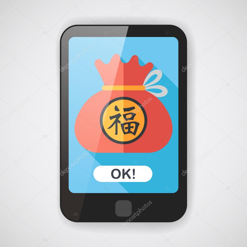 Chinese New Year flat icon with long shadow,eps10, Chinese lucky