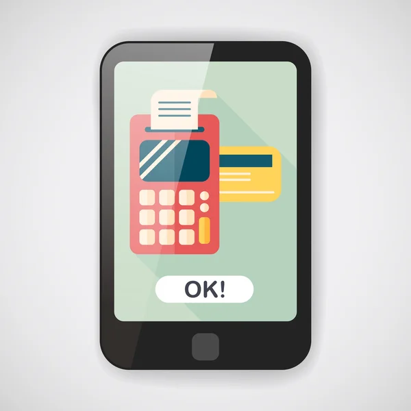 Máquina de cartão de crédito de compras ícone plano com sombra longa, eps10 — Vetor de Stock