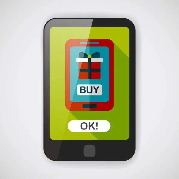Telefone celular ícone de compras on-line plana com sombra longa, eps10 —  Vetores de Stock