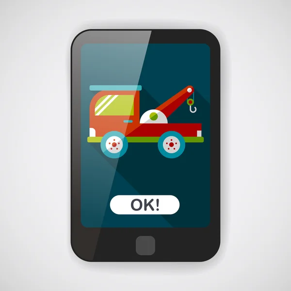 Транспорт Tow Truck flat icon with long shadow, eps10 — стоковый вектор