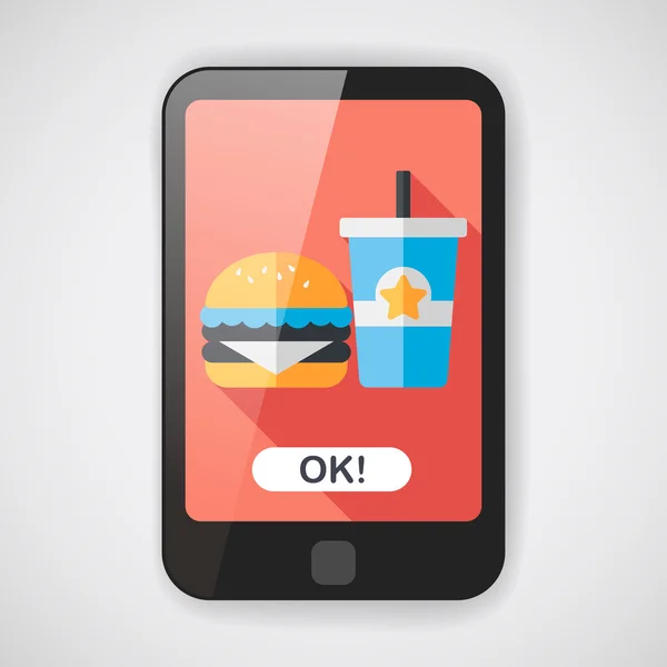 Hamburger et soda icône plate avec ombre longue, eps10 — Image vectorielle