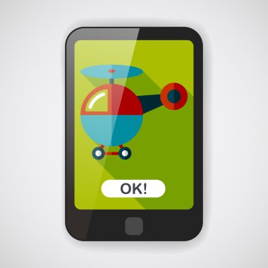 Helikopter düz simgesi ile uzun gölge, eps10