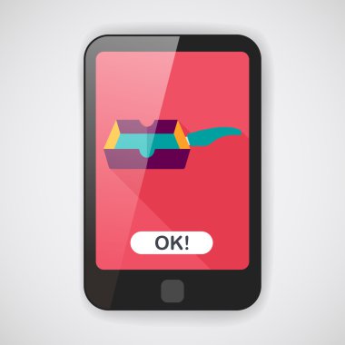 Uzun Gölge, eps ile mutfak eşyaları kızartma tavası ve kürek düz simgesi