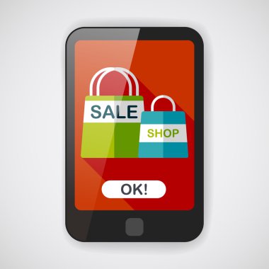 kağıt çanta düz simgesi uzun gölge, eps10 ile alışveriş