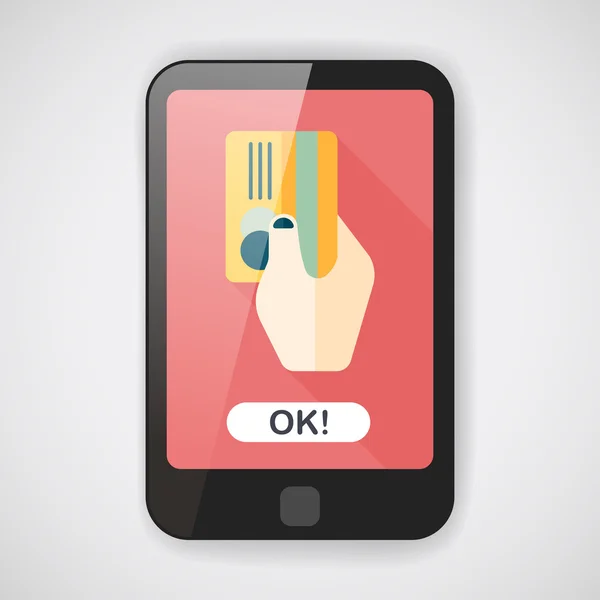 Shopping carte de crédit icône plate avec ombre longue, eps10 — Image vectorielle