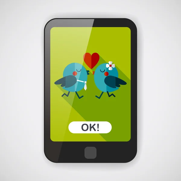 Valentine's Day lover bird flat icon with long shadow, eps10 — Image vectorielle