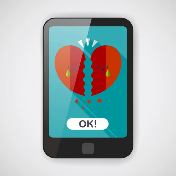 Valentine's Day broken heart flat icon with long shadow, eps10 — Image vectorielle