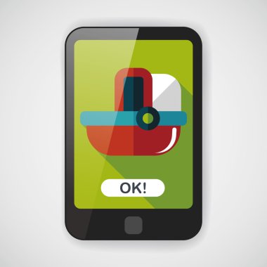 Bebek beşik yatak düz simgesiyle uzun gölge, eps10