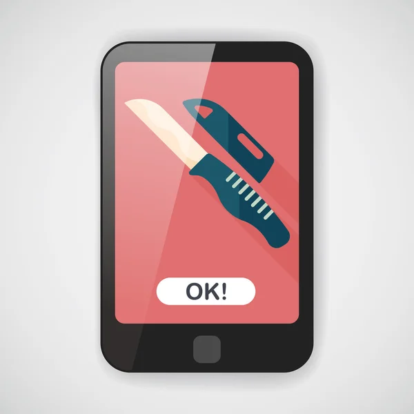 Couteau à fruits ustensiles de cuisine icône plate avec ombre longue, eps10 — Image vectorielle