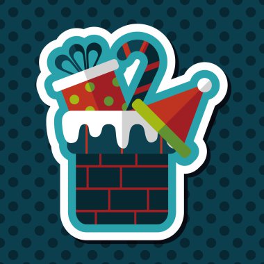 Noel hediyeleri düz simgesi ile uzun gölge, eps10