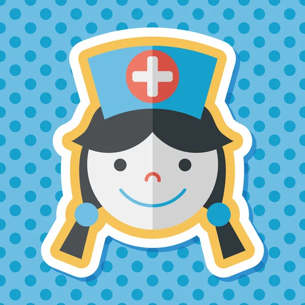 Enfermera médica icono plano con sombra larga, eps10 — Vector de stock