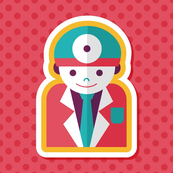 Personas médicas con estetoscopios icono plano con sombra larga, eps1 — Vector de stock