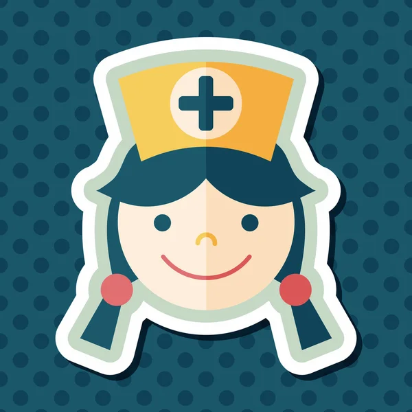 Enfermera médica icono plano con sombra larga, eps10 — Vector de stock
