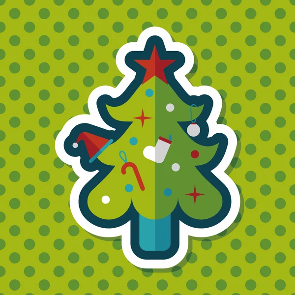 Albero di Natale icona piatta con lunga ombra, eps10 — Vettoriale Stock