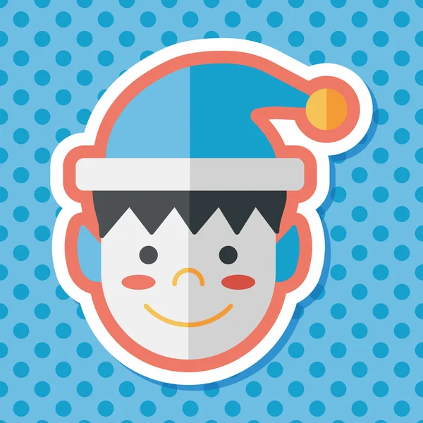 Karácsonyi fiú lapos ikon hosszú árnyék, eps10 — Stock Vector