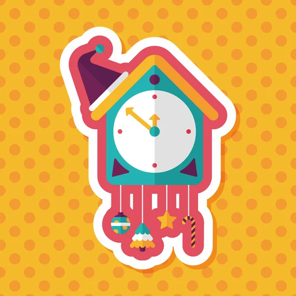 Cuckoo clock flat icon with long shadow, eps10 — стоковый вектор