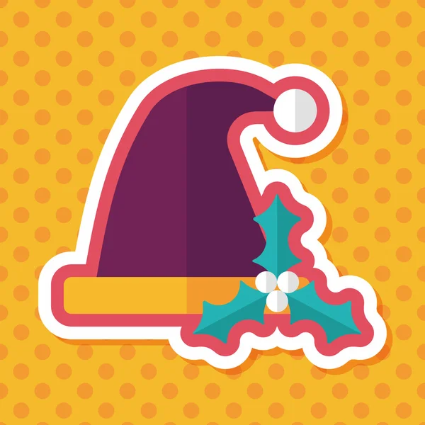 Weihnachtsmütze flache Ikone mit langem Schatten, Eps10 — Stockvektor