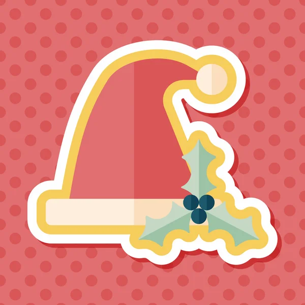 Sombrero de Navidad icono plano con sombra larga, eps10 — Vector de stock
