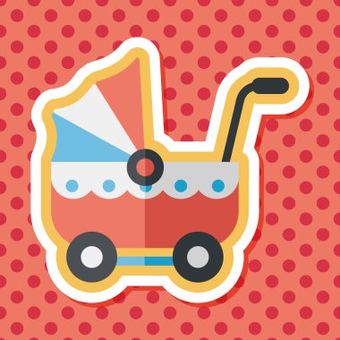 çocuk arabası düz simgesi ile uzun gölge, eps10