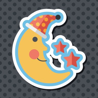 Uzun Gölge, eps10 düz simgesiyle ay ve yıldız