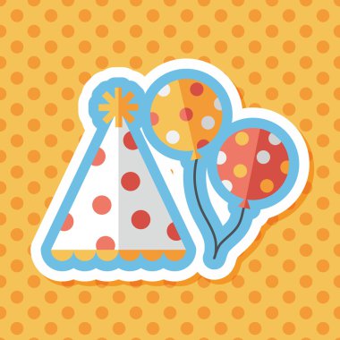 doğum günü partisi şapka düz simgesiyle uzun gölge, eps10