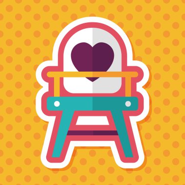 bebek sandalyesi düz simgesi ile uzun gölge, eps10