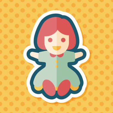 Uzun Gölge, eps 10 ile kız bebek oyuncak düz simgesi