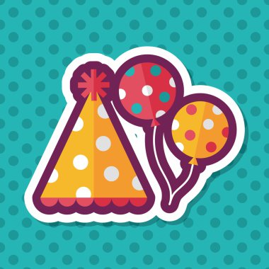 doğum günü partisi şapka düz simgesiyle uzun gölge, eps10