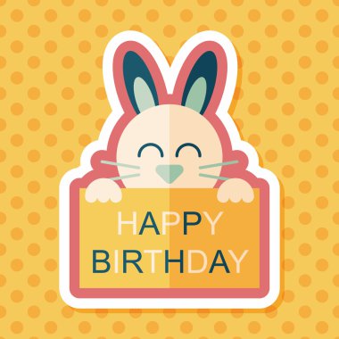 iyi ki doğdun tavşan düz simgesi ile uzun gölge, eps10 kartı