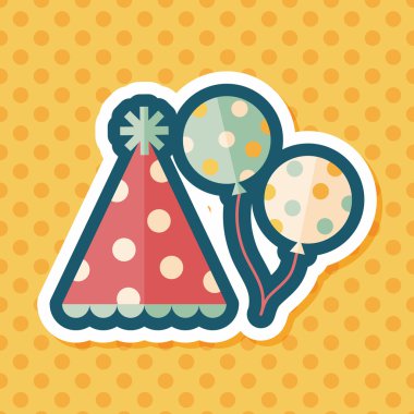 doğum günü partisi şapka düz simgesiyle uzun gölge, eps10