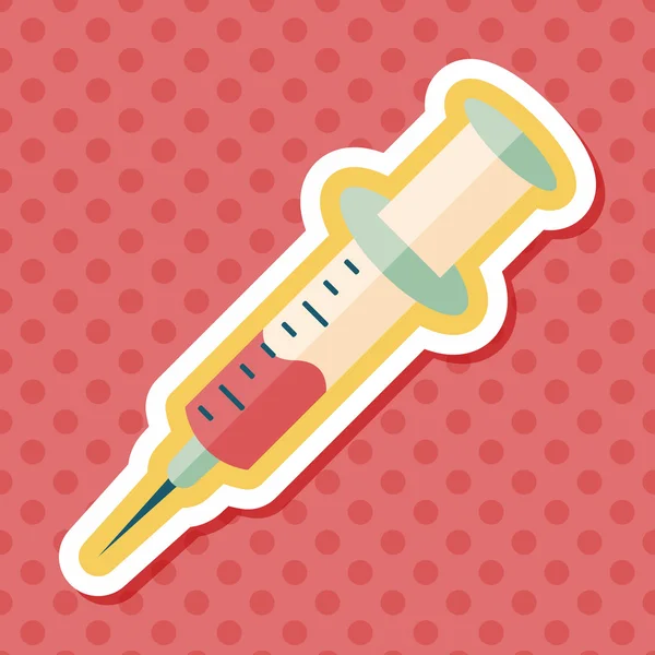 Syringe flat icon with long shadow — Stock Vector