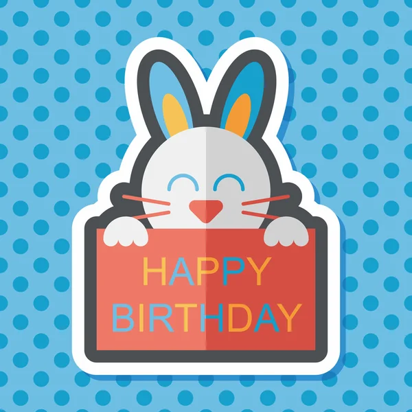 Happy birthday rabbit card flat icon with long shadow,eps10 — Stock Vector