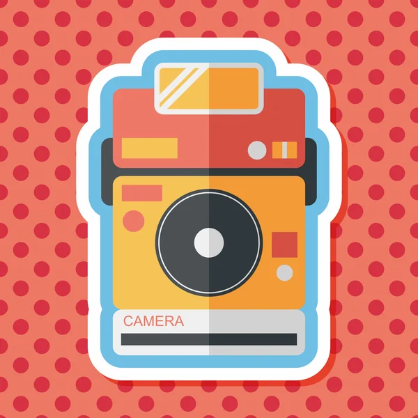 Platte camerapictogram met lange schaduw, eps10 — Stockvector