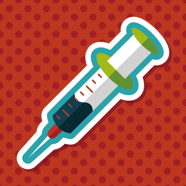 Syringe flat icon with long shadow — Stock Vector