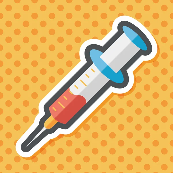 Syringe flat icon with long shadow — Stock Vector