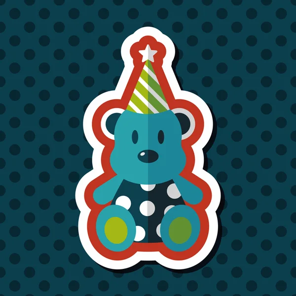Birthday teddy bear flat icon with long shadow,eps10 — Stock Vector