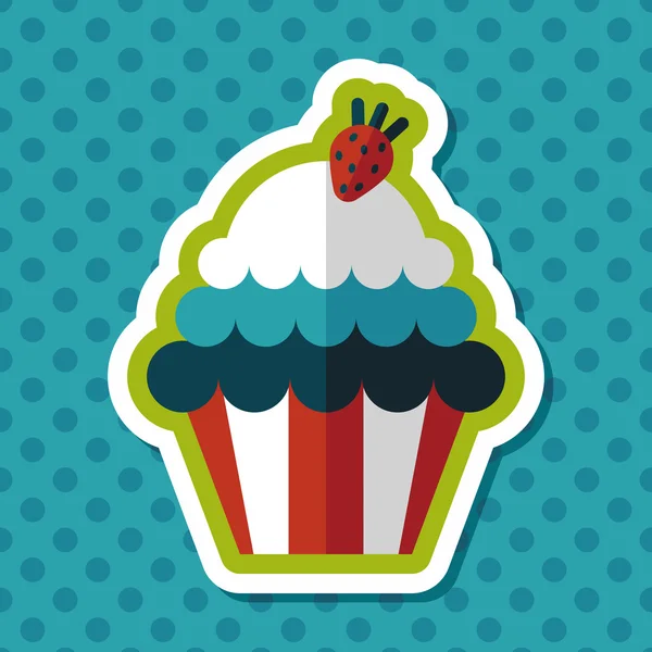 Cupcake flache Ikone mit langem Schatten, Eps10 — Stockvektor