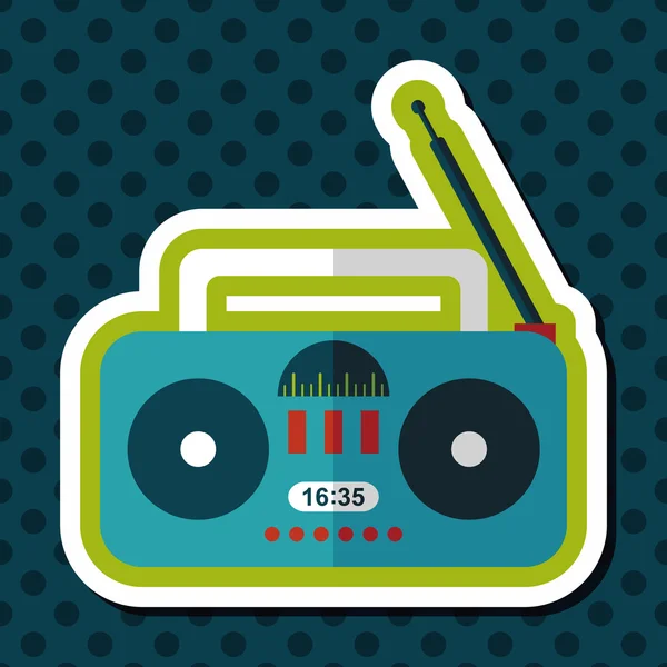 Icono plano de radio con sombra larga, eps10 — Vector de stock