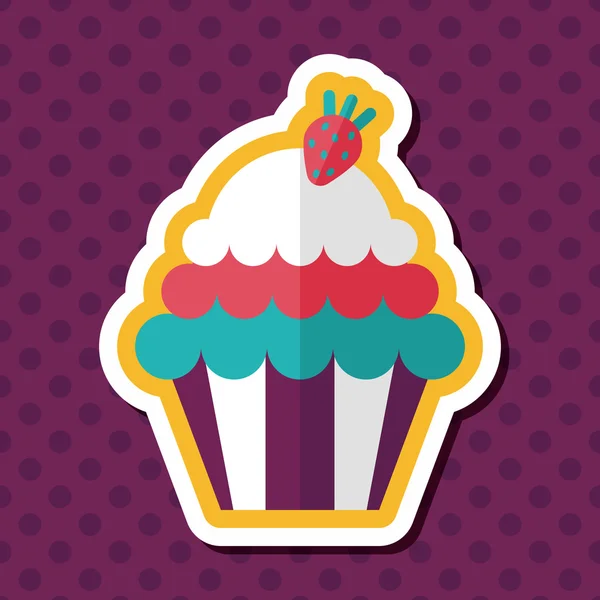 Cupcake icono plano con sombra larga, eps10 — Vector de stock