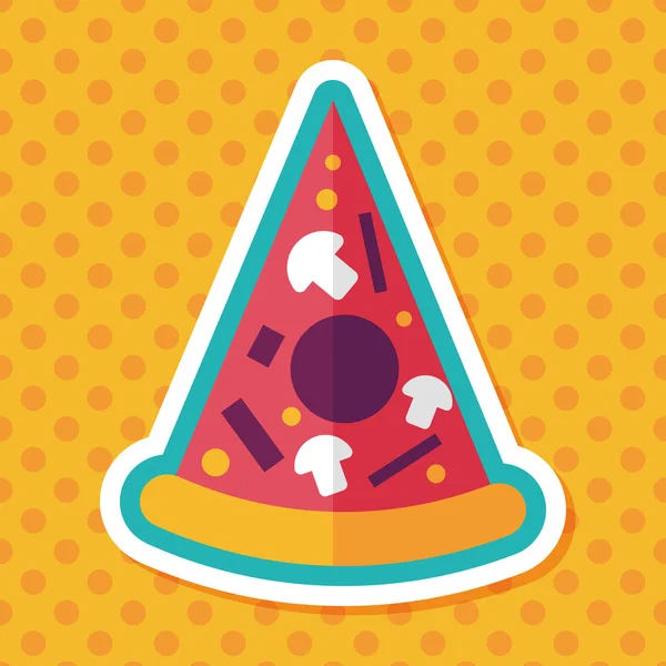Icône plate pizza avec ombre longue, eps10 — Image vectorielle