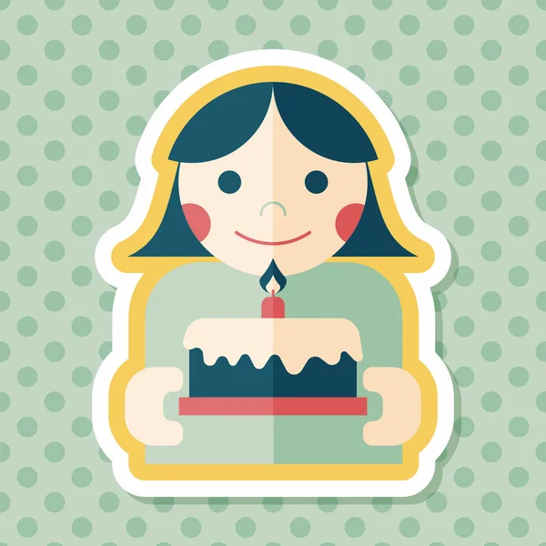 Happy birthday girl flat icon with long shadow, eps10 — стоковый вектор
