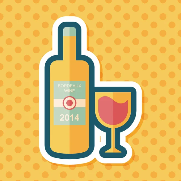 Vinflaska och en glas flat ikonen med långa skugga, eps10 — Stock vektor